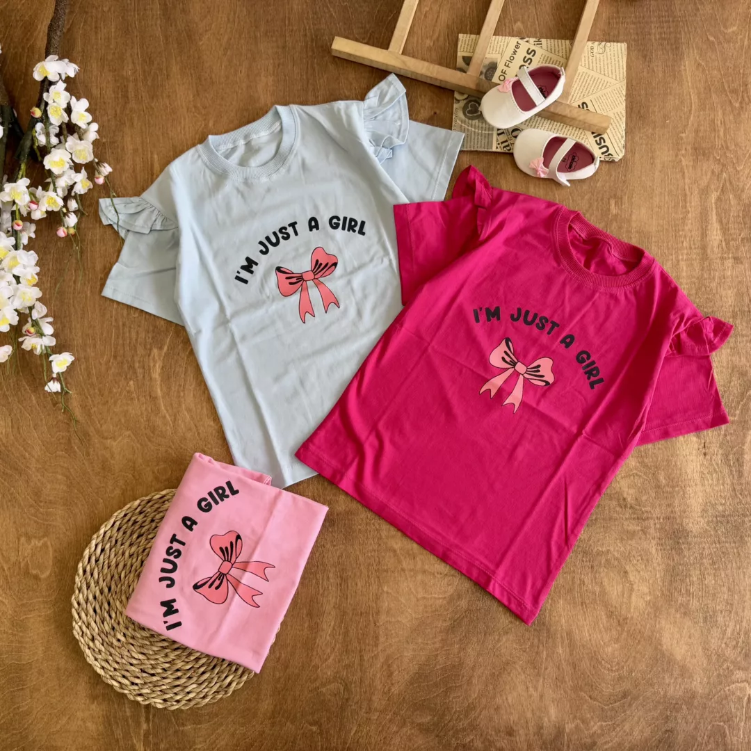 تیشرت تک چین دار پاپیون Im just a girl کد 6248
