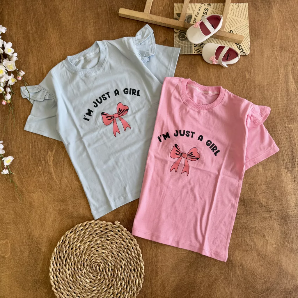 تیشرت تک چین دار پاپیون Im just a girl کد 6248