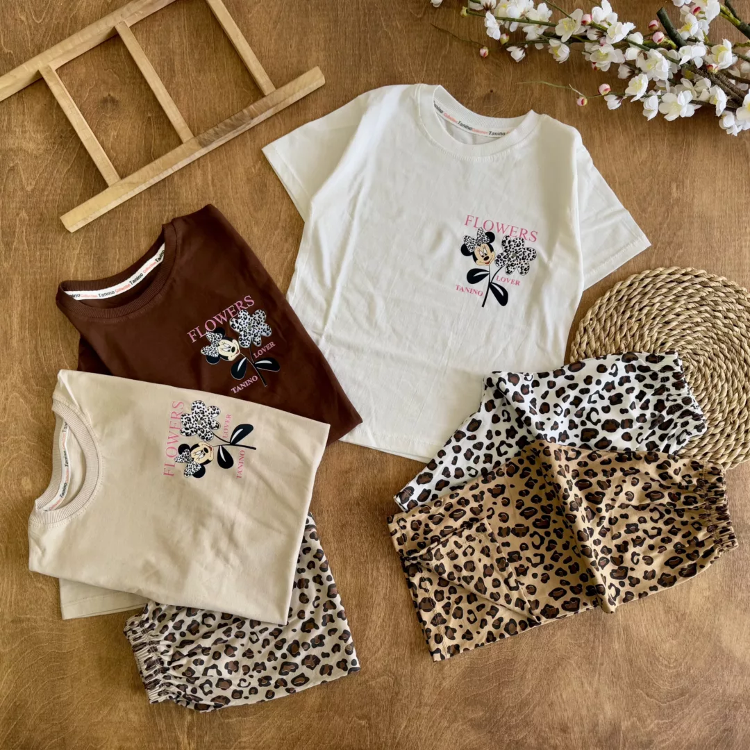 تیشرت شلوارک مینی موس و گل پلنگی flowers کد 6322
