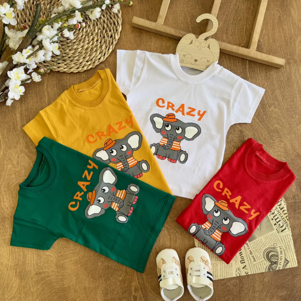 تیشرت تک فیل Crazy سایز 35 تا 45 کد 6315