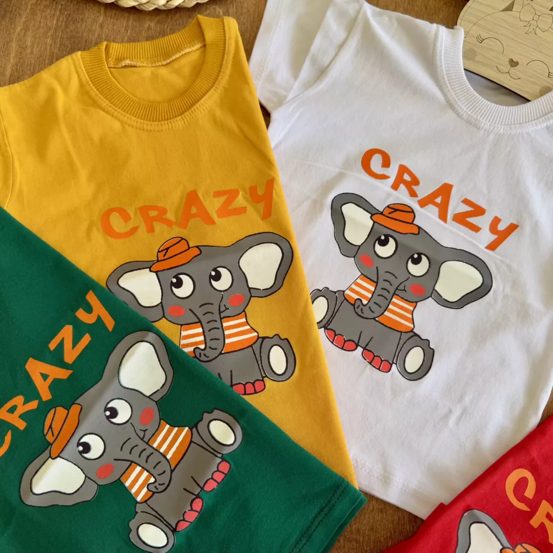 تیشرت تک فیل Crazy سایز 35 تا 45 کد 6315