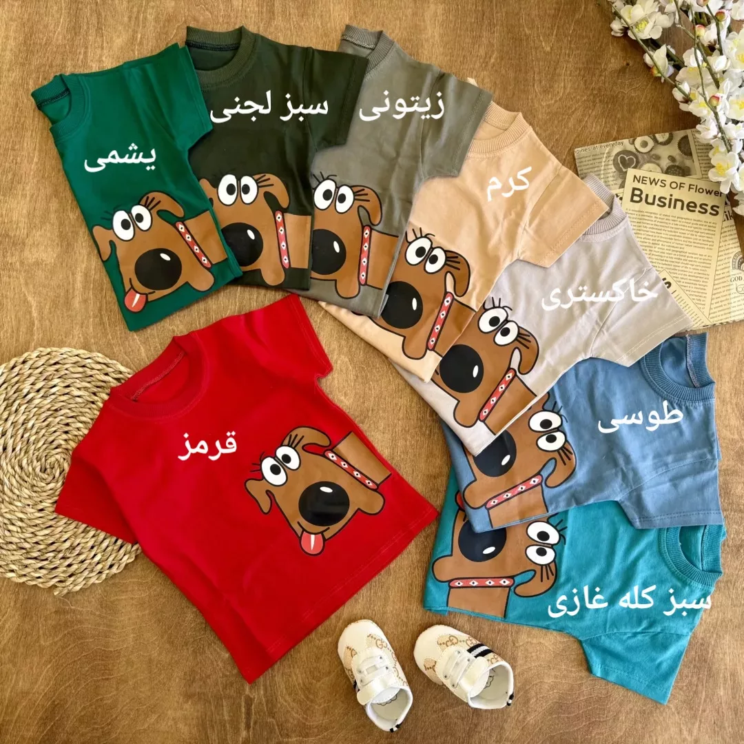 تیشرت تک کله سگ قهوه ای سایز 35 تا 45 کد 6348