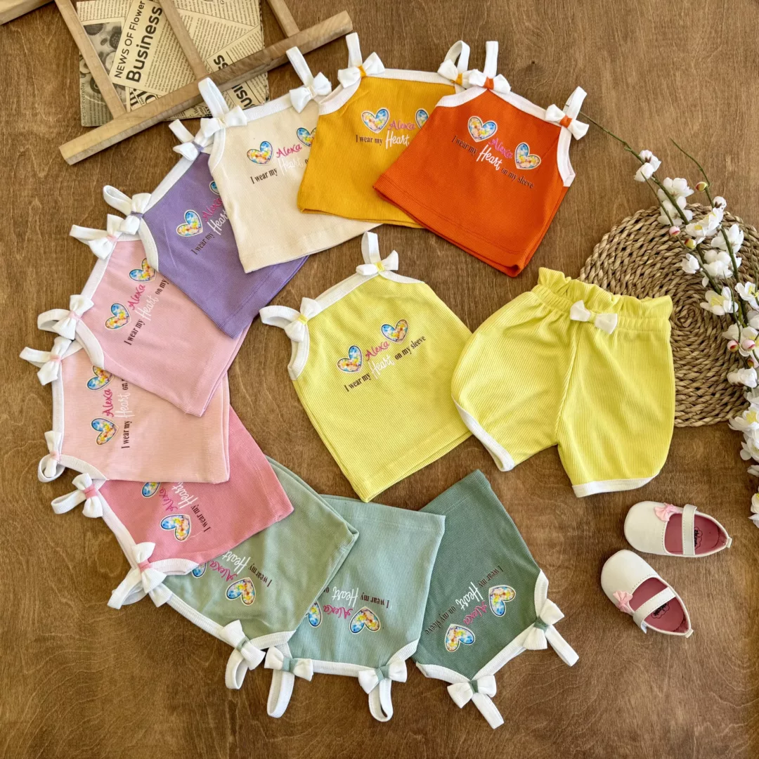 تاپ شلوارک بند پاپیونی دو قلب سایز 30 تا 45 کد 6359
