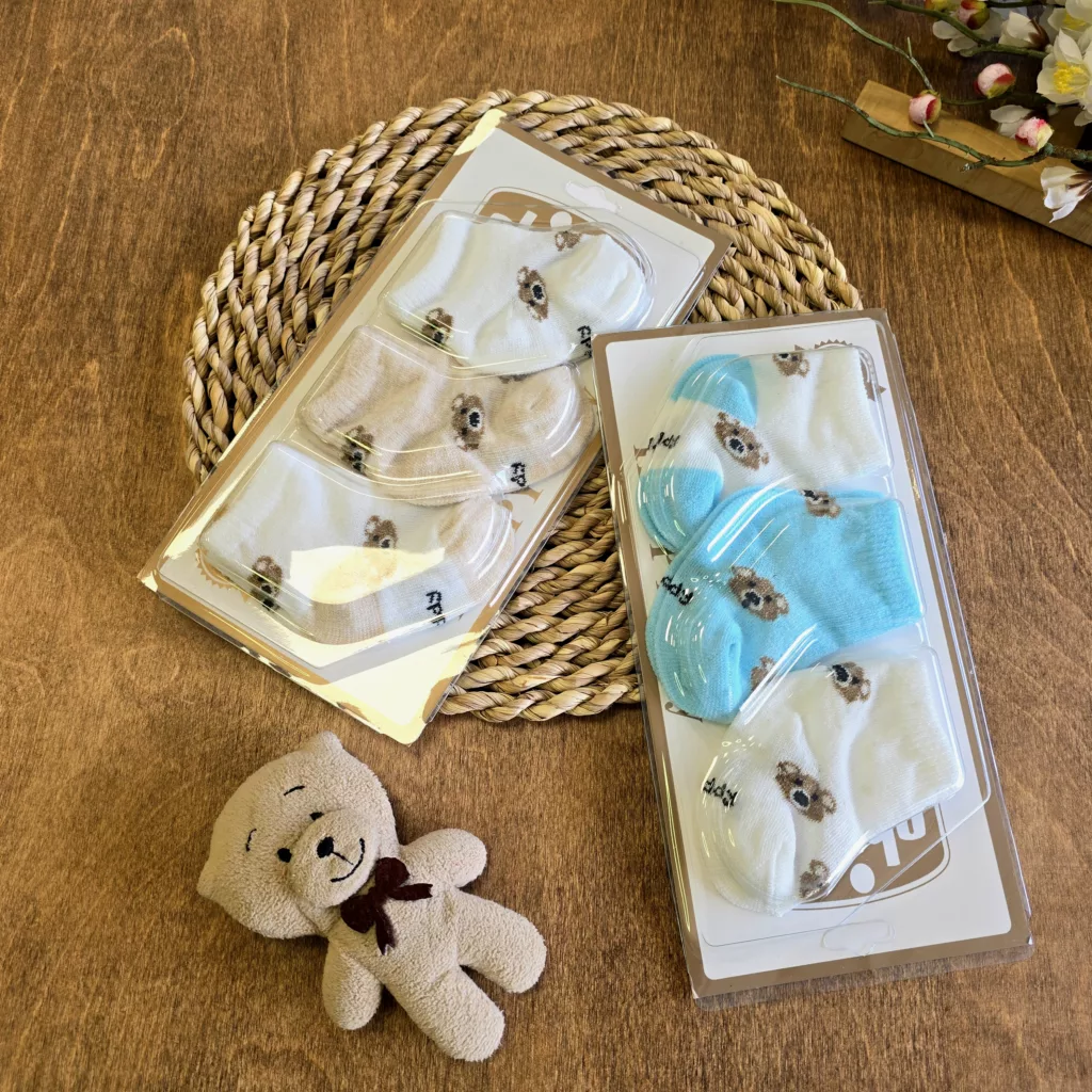 جوراب کارتی نوزادی طرح کله خرس کد 4275