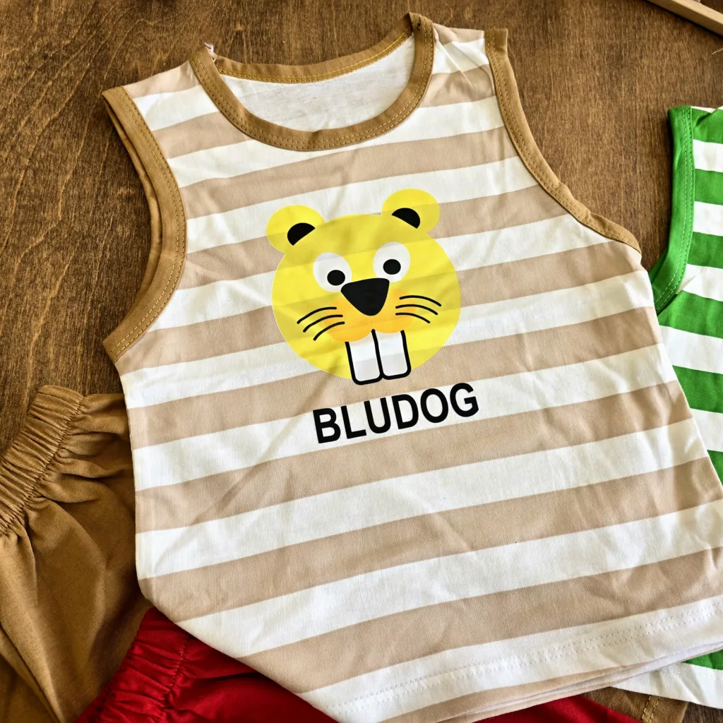 تاپ شلوارک راه راه سگ آبی bludog سایز 35 تا 45 کد 6545