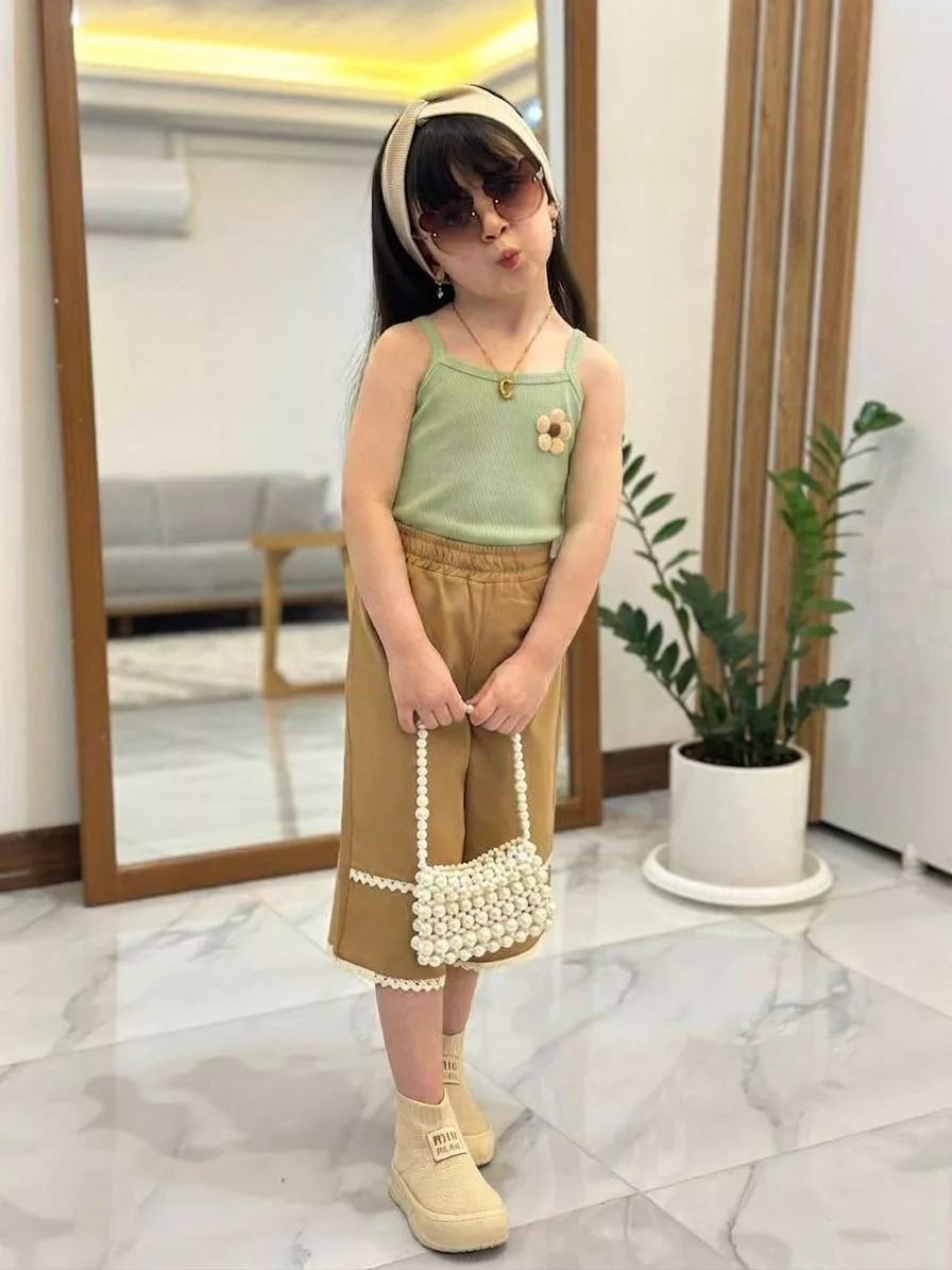تاپ شلوارک لینن گلبرگ سایز 1 تا 4 کد 6411