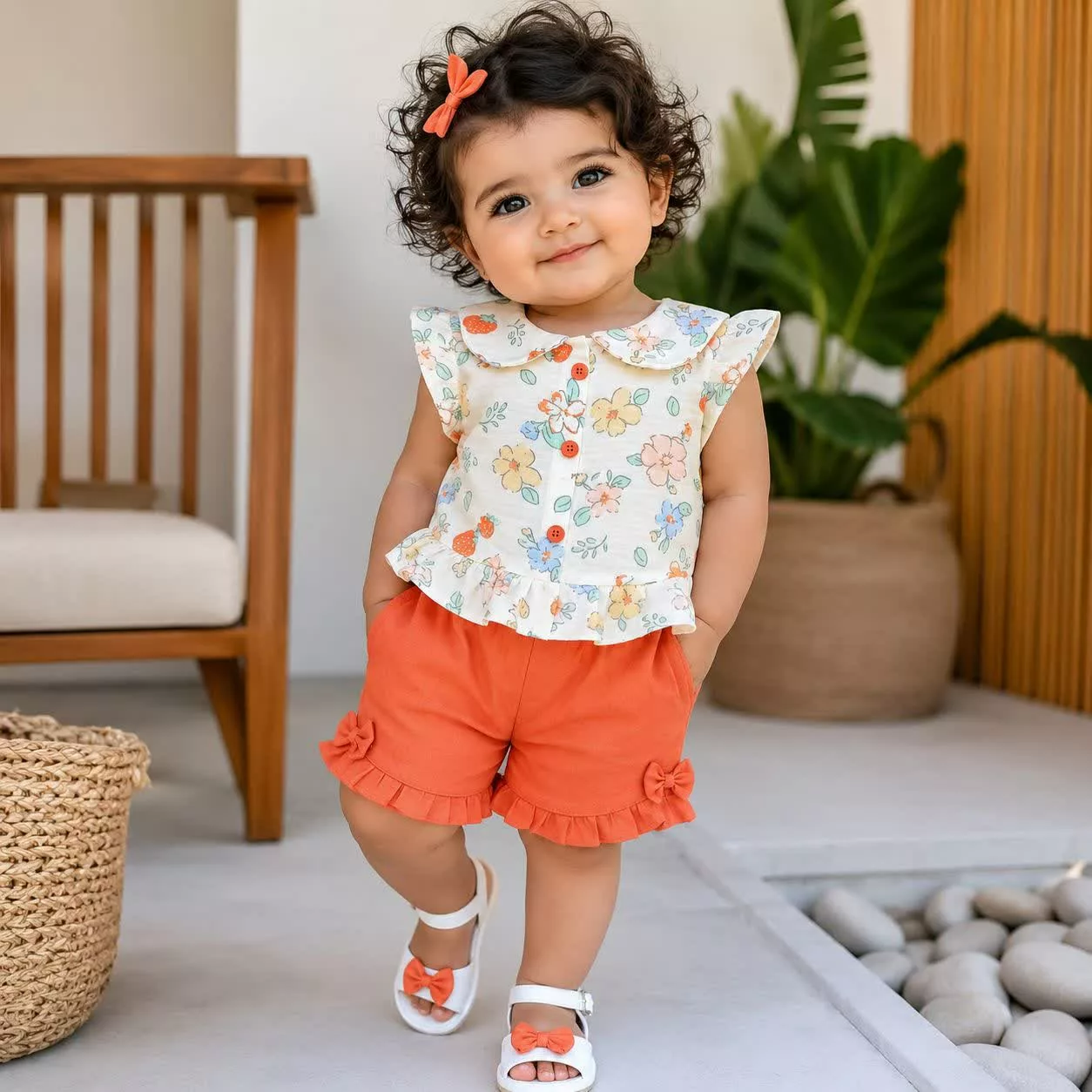 بلوز شلوارک لینن دخترانه مدل مهرا کد 6494