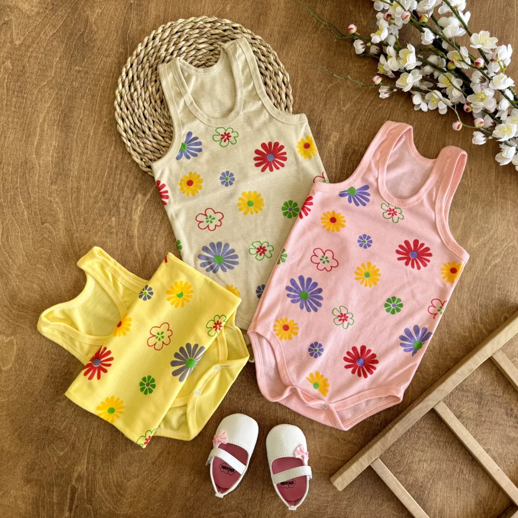 بادی رکابی طرح گلها سایز ۵،۶ کد 6480