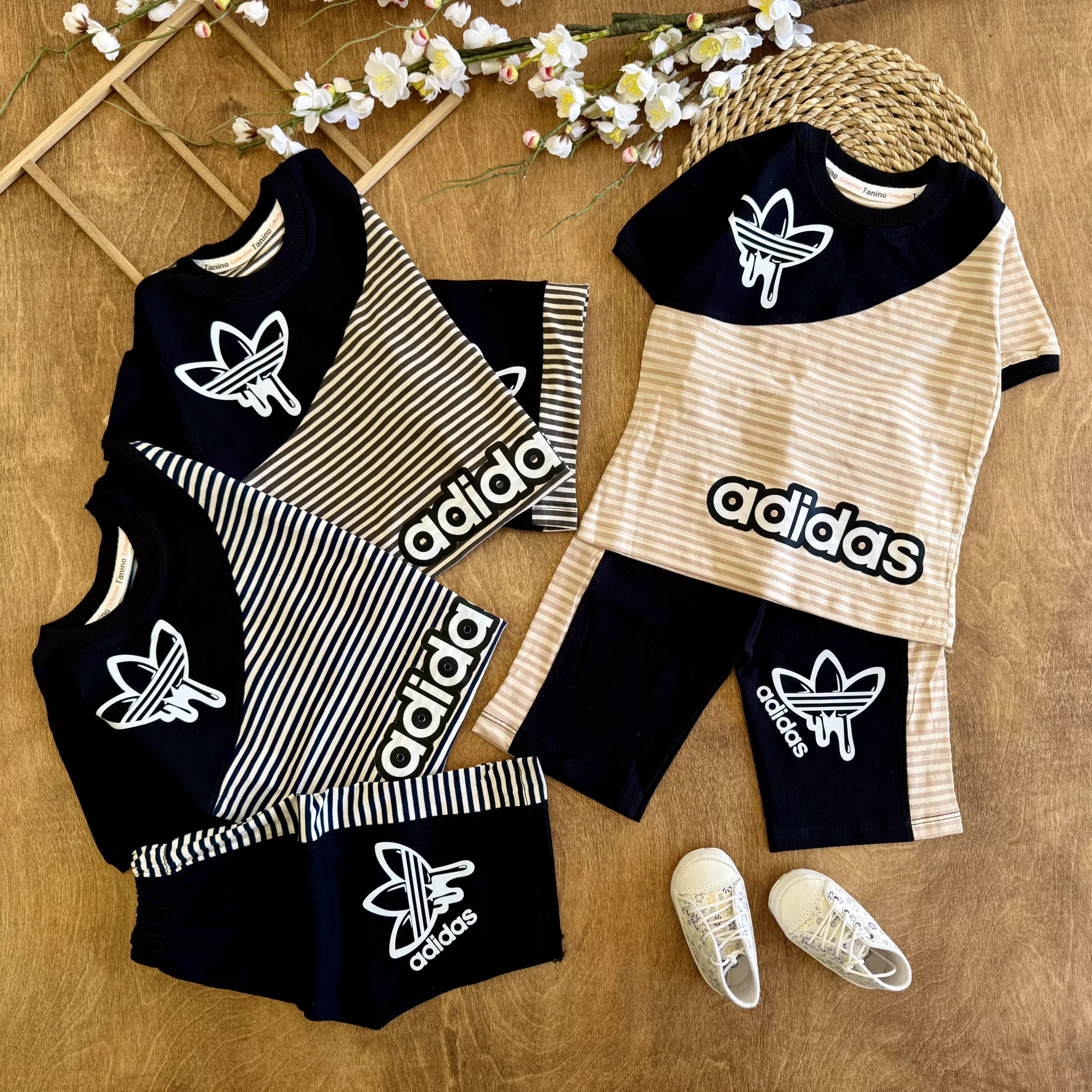 تیشرت شلوارک راه راه adidas سایز 40 تا 55 کد 6489