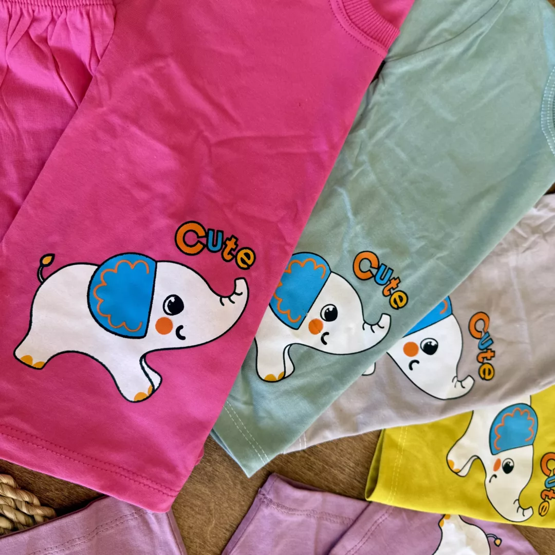 تیشرت شلوارک فیل و شیر جیبی CUTE سایز 40،45 کد 6517
