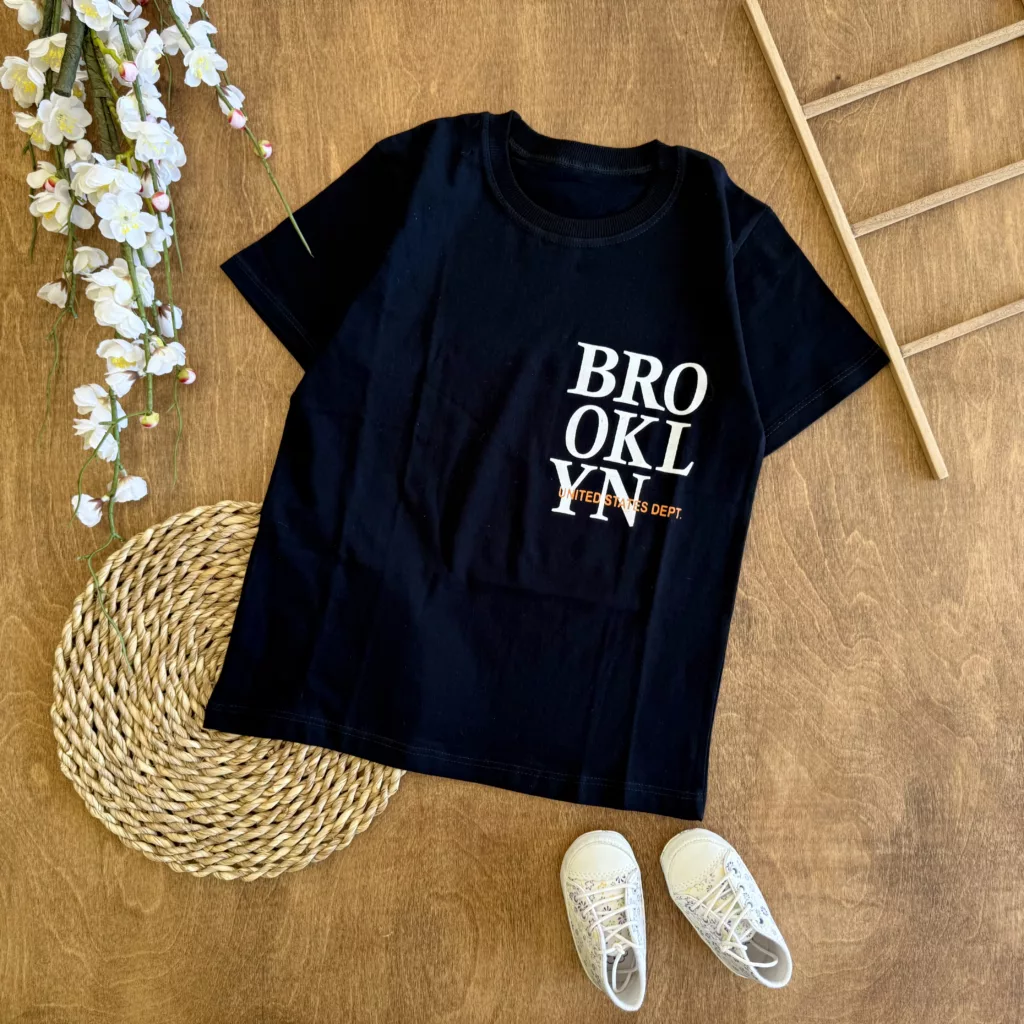 تیشرت تک مشکی Brooklyn سایز 50، 55 کد 6532