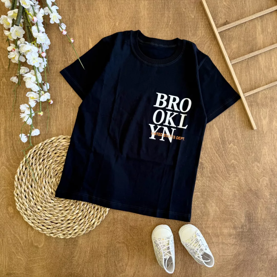 تیشرت تک مشکی Brooklyn سایز 50، 55 کد 6532