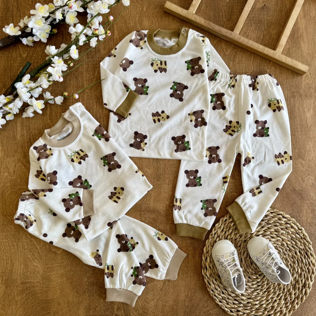 بلوز شلوار خرس مادر و بچه سایز 3،4 کد 6588