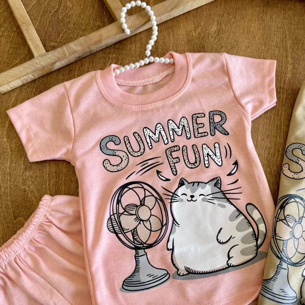 تیشرت شلوارک گربه و پنکه Summer سایز 4 تا 6 کد 6621
