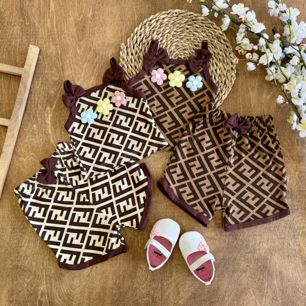 تاپ شلوارک 3 گل برجسته طرح F کد 6649