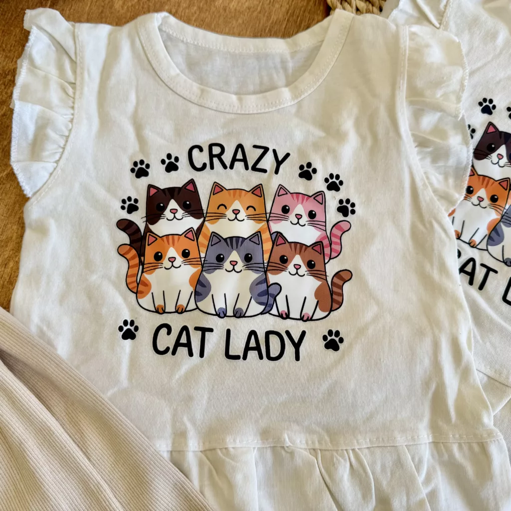 تاپ شلوارک چین دار 6 گربه CAT LADY سایز 35 تا 45 کد 6662