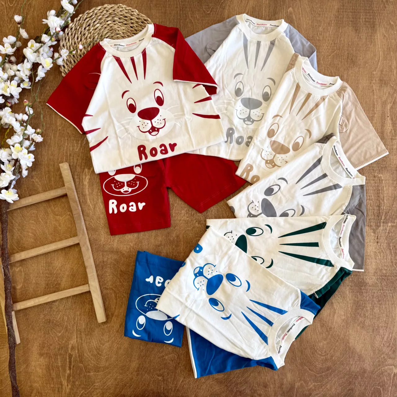 تیشرت شلوارک ببر گوش دار ROAR سایز 40 تا55 کد 6658