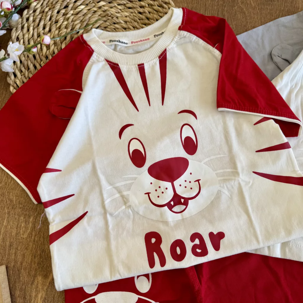 تیشرت شلوارک ببر گوش دار ROAR سایز 40 تا55 کد 6658