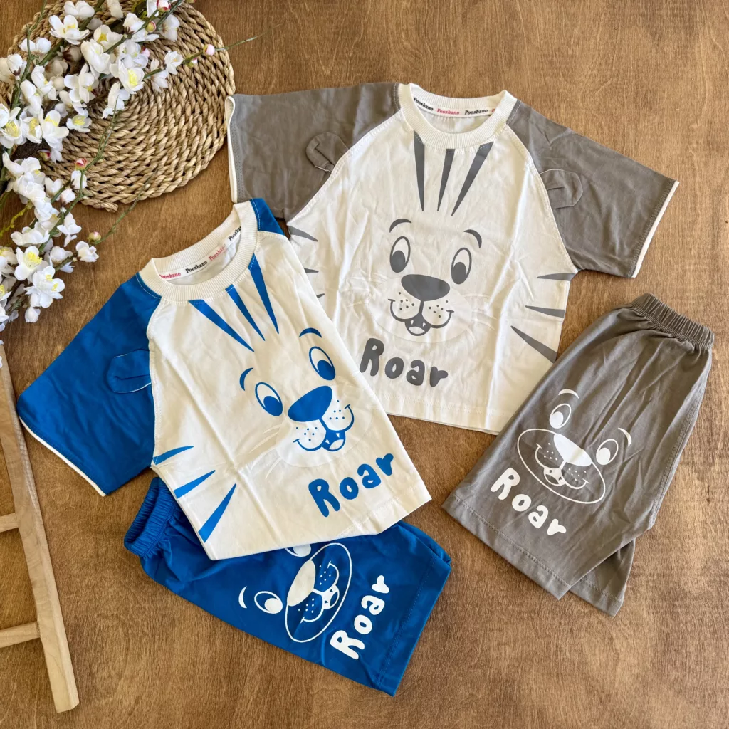 تیشرت شلوارک ببر گوش دار ROAR سایز 40 تا55 کد 6658