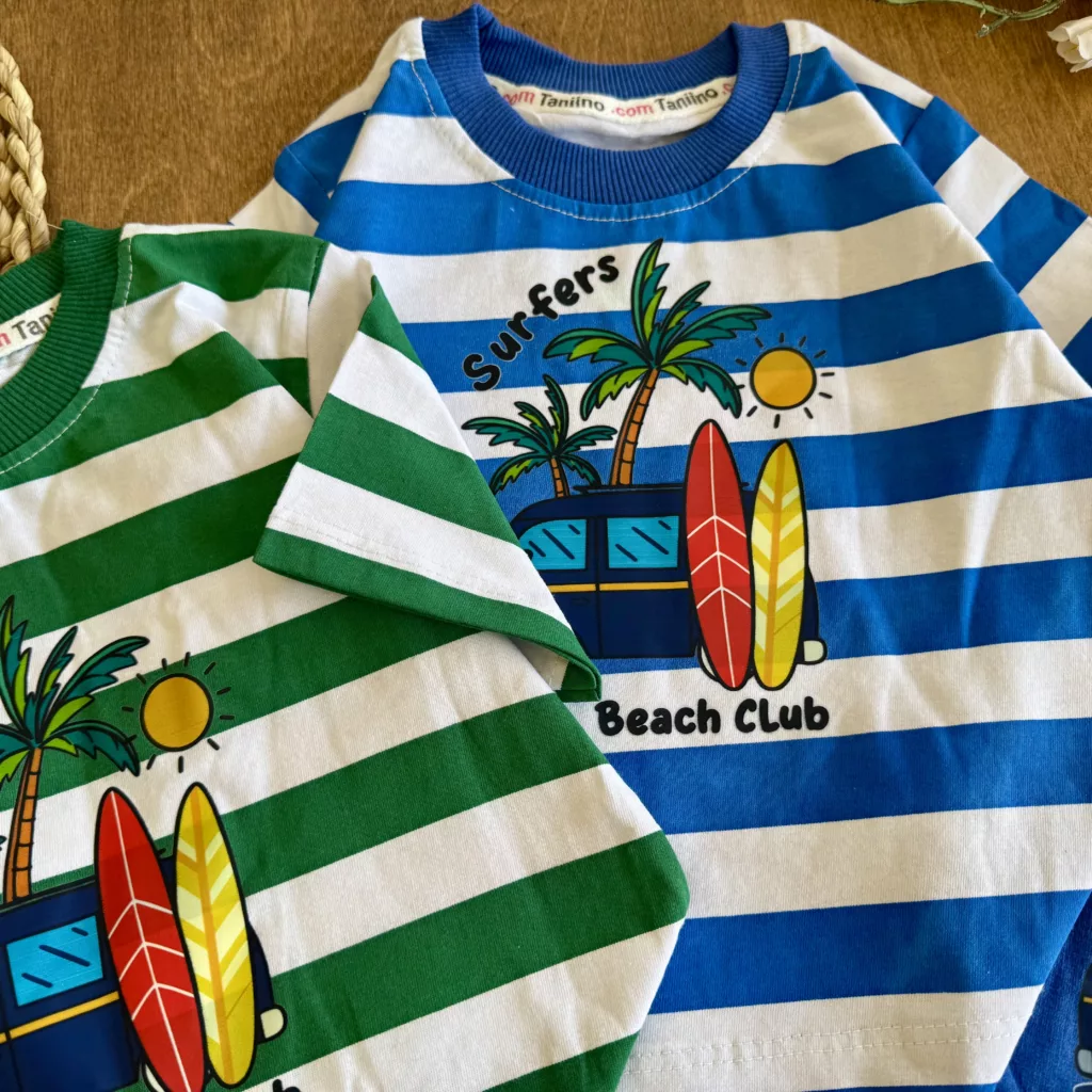 تیشرت شلوارک راه راه ماشین Beach Club کد 6668