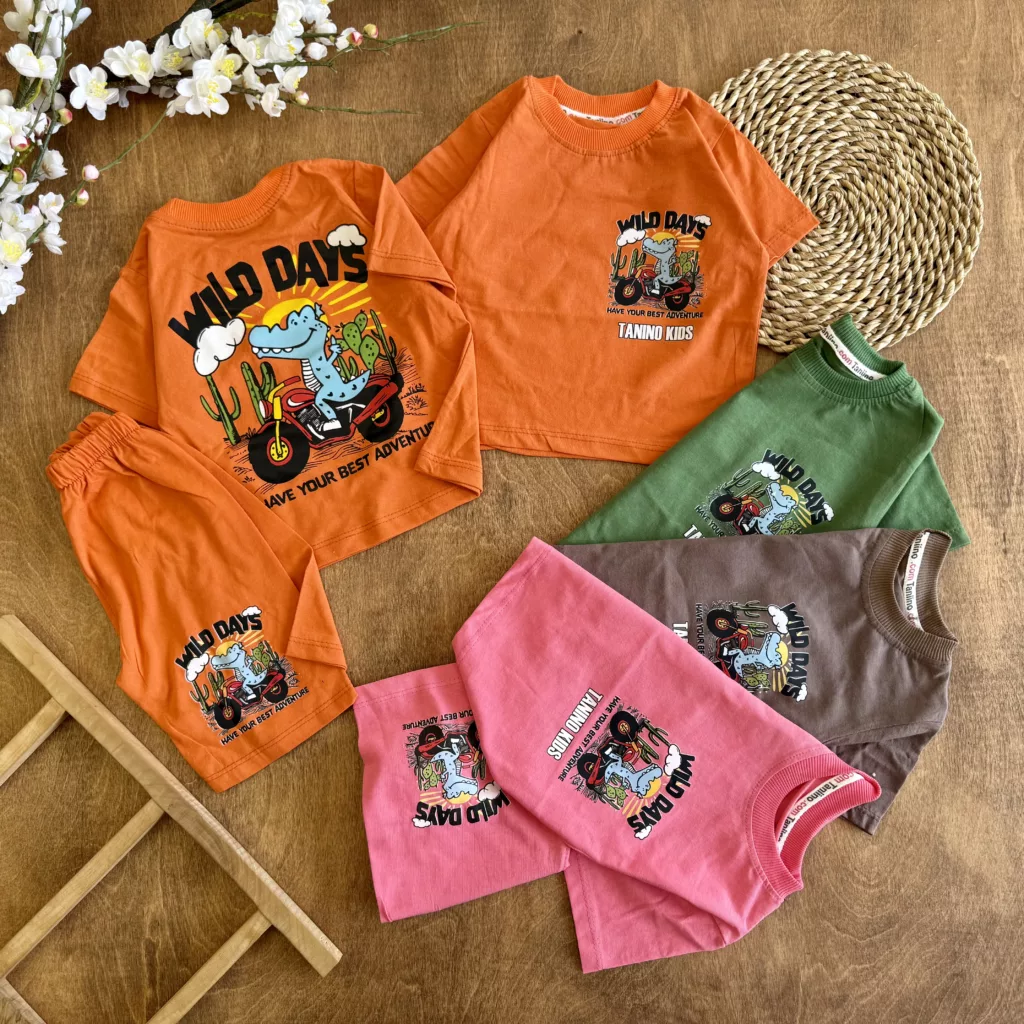 تیشرت شلوارک دایناسور موتور سوار WILD DAYS کد 6670