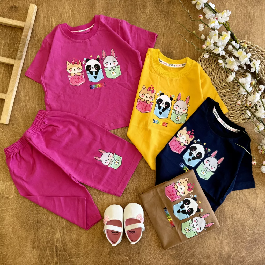 تیشرت شلوارک خرگوش گربه پاندا جیبی Cute کد 6692