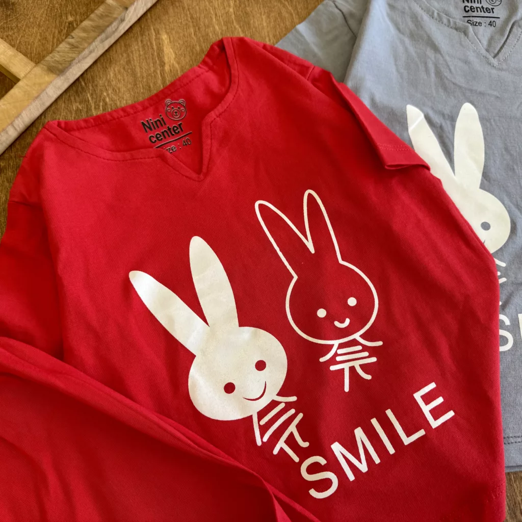 تیشرت شلوارک دو خرگوش SMILE سایز 40،45 کد 6676