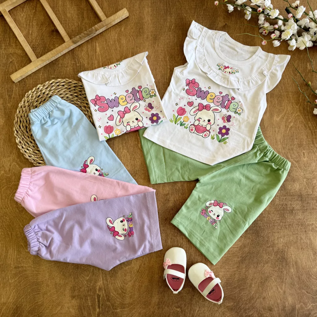 تاپ شلوارک چین دار خرگوش چشمک زن Sweetie کد 6696
