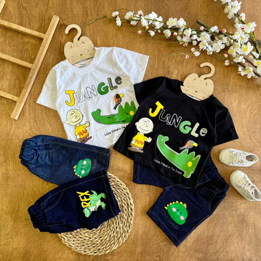 تیشرت شلوارک پسرک و تمساح jungle سایز 35 تا 45 کد 6571