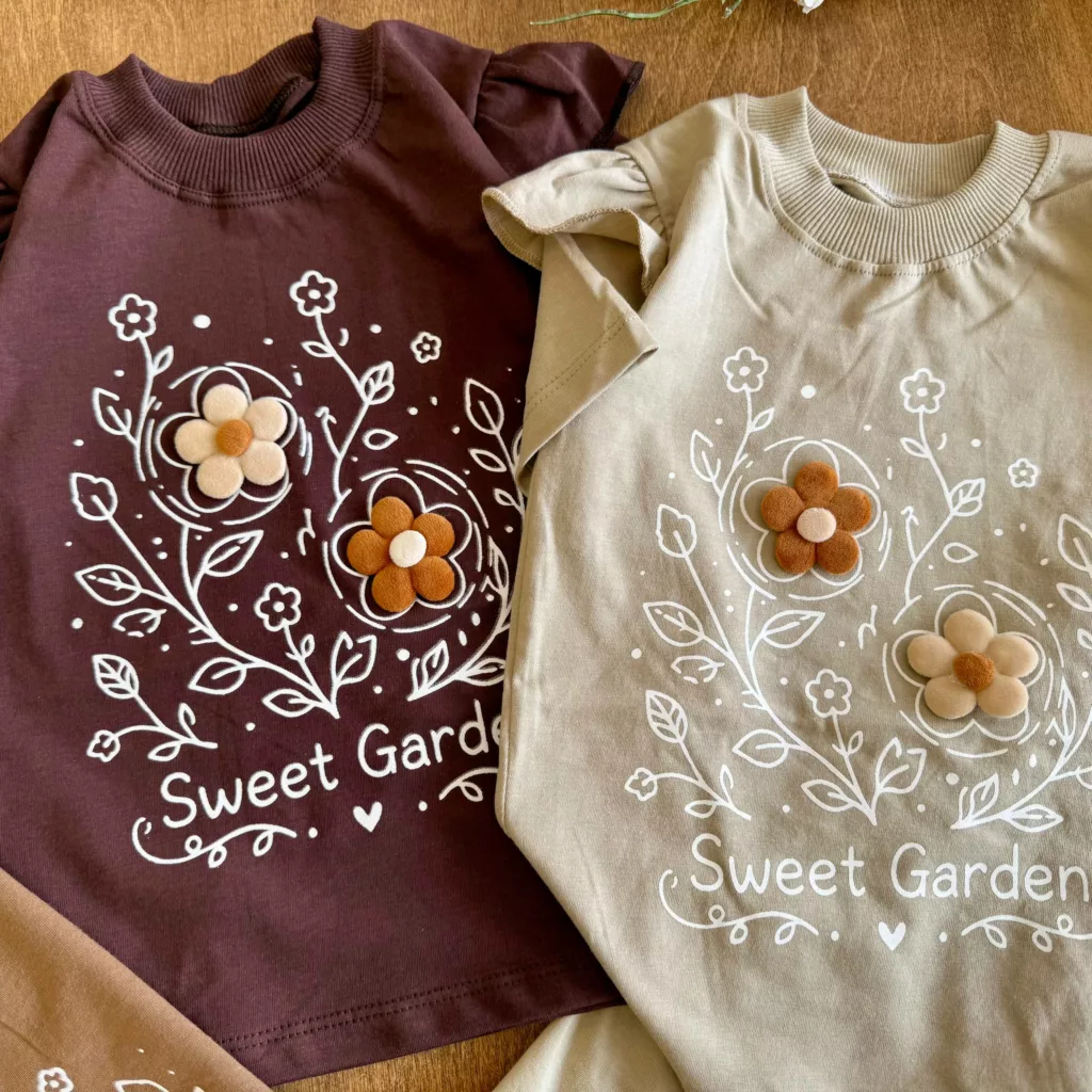 تیشرت شلوارک دو گل برجسته sweet garden کد 6585