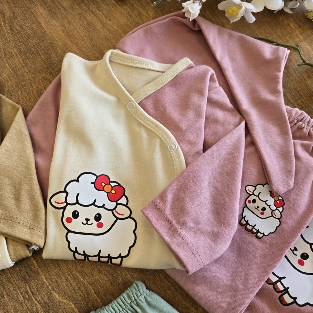 ست 6 تکه جلو دکمه سه طرح سایز 0،1 کد 6766
