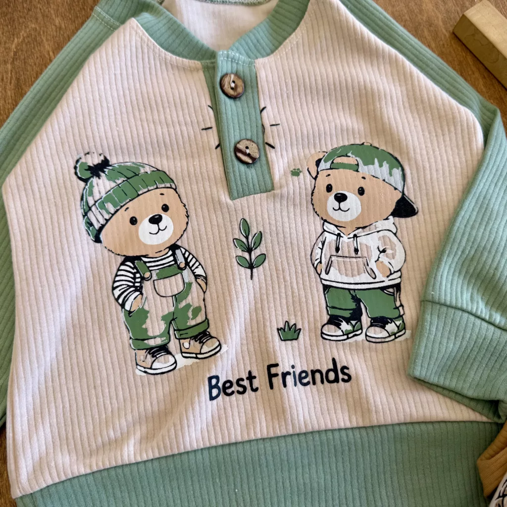 بلوز شلوار کبریتی یقه دکمه دار Best Friends کد 6740