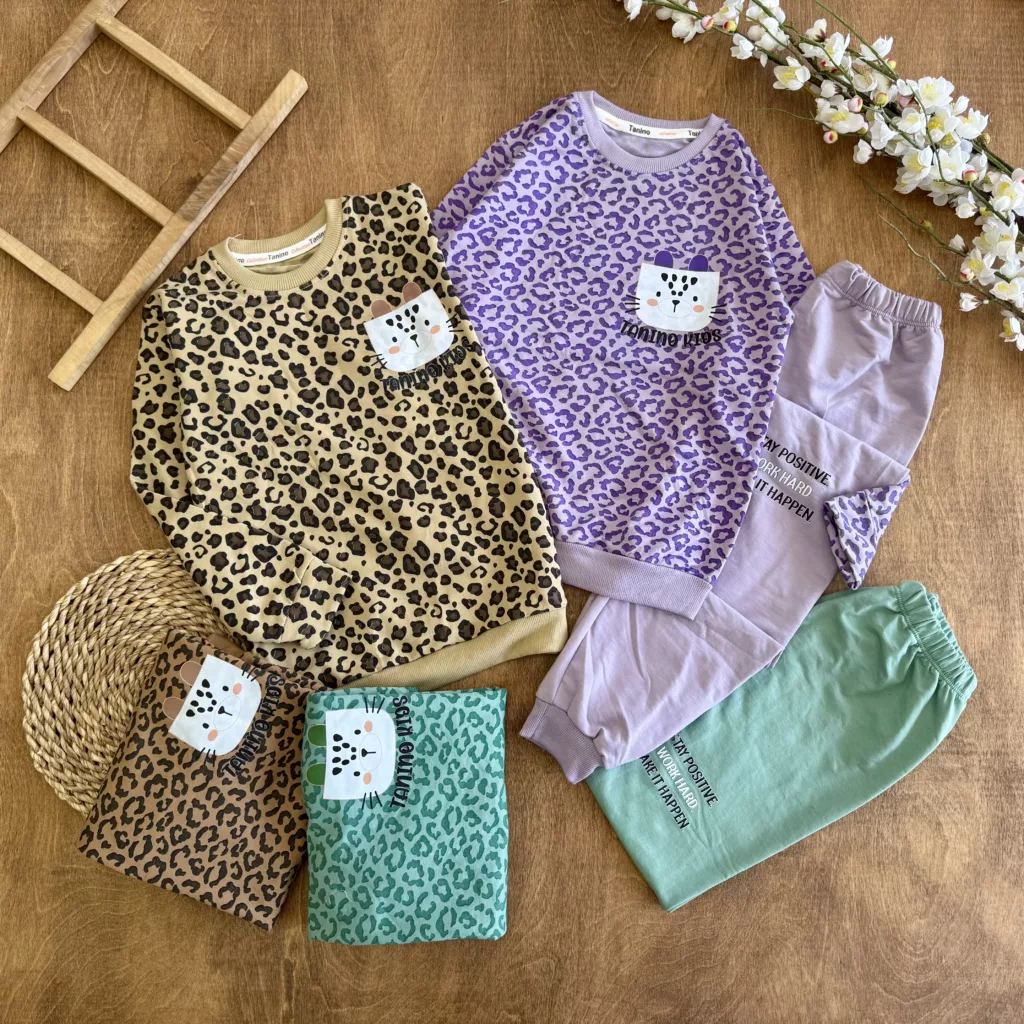بلوز شلوار پلنگی گربه جیبی سایز 50،55 کد 6747