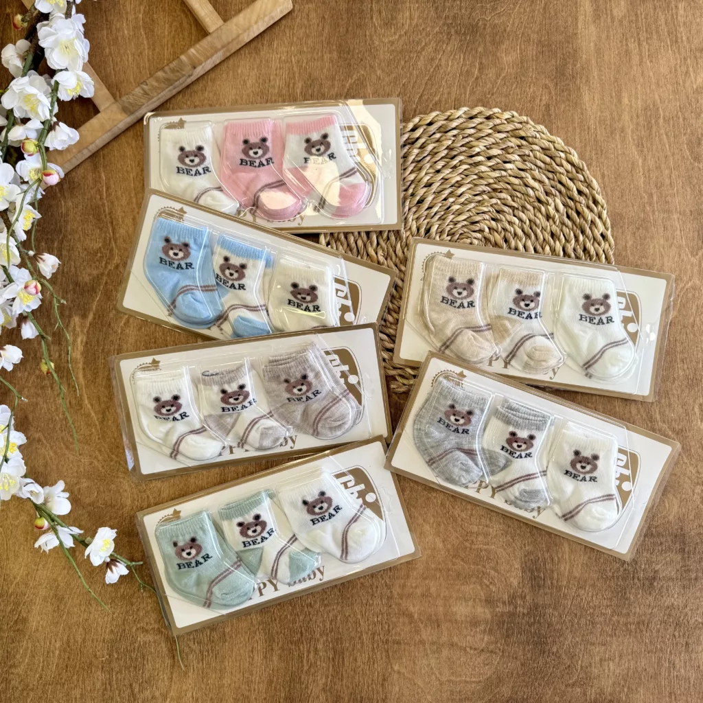 جوراب کارتی نوزادی خرس Bear کد 6756