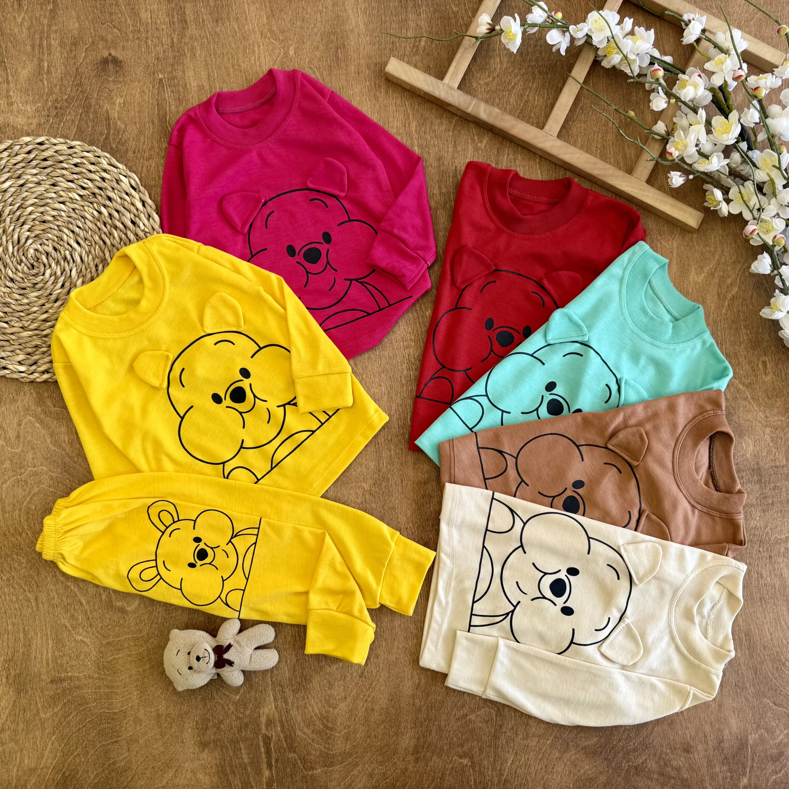 بلوز شلوار خرس لپ دار گوش دار سایز 4 تا 6 کد 6786