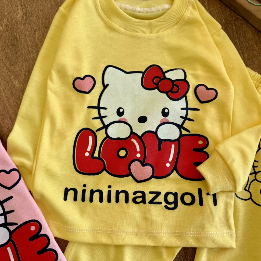 بلوز شلوار کیتی Love سایز 4 تا 6 کد 6806