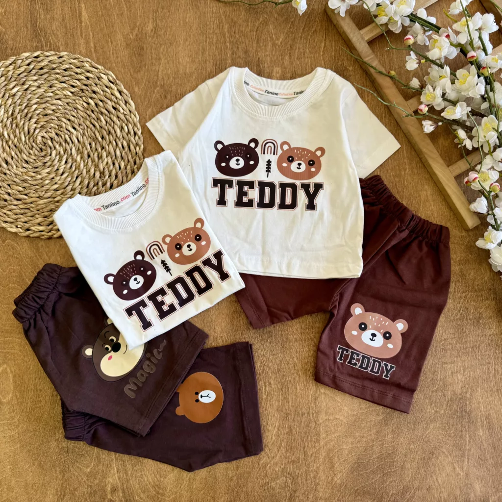 تیشرت شلوارک دو کله خرس رنگین کمان TEDDY کد 6780