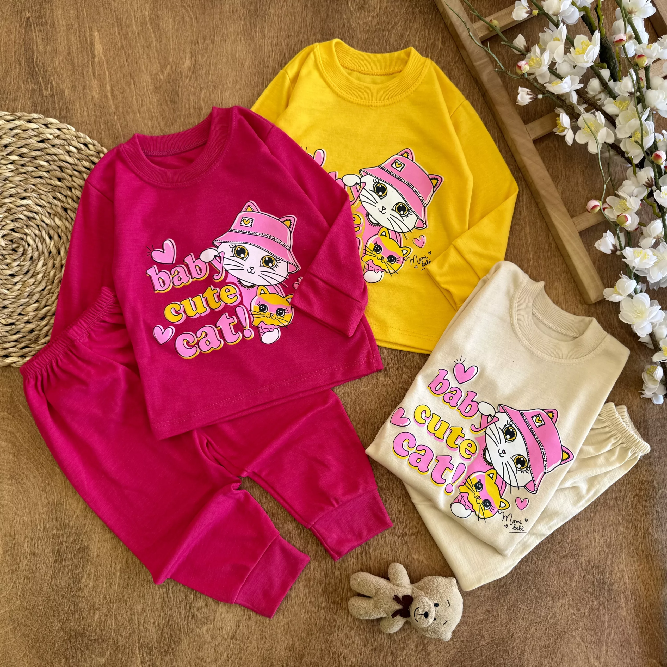 بلوز شلوار گربه کلاهدار baby cute cat کد 6804