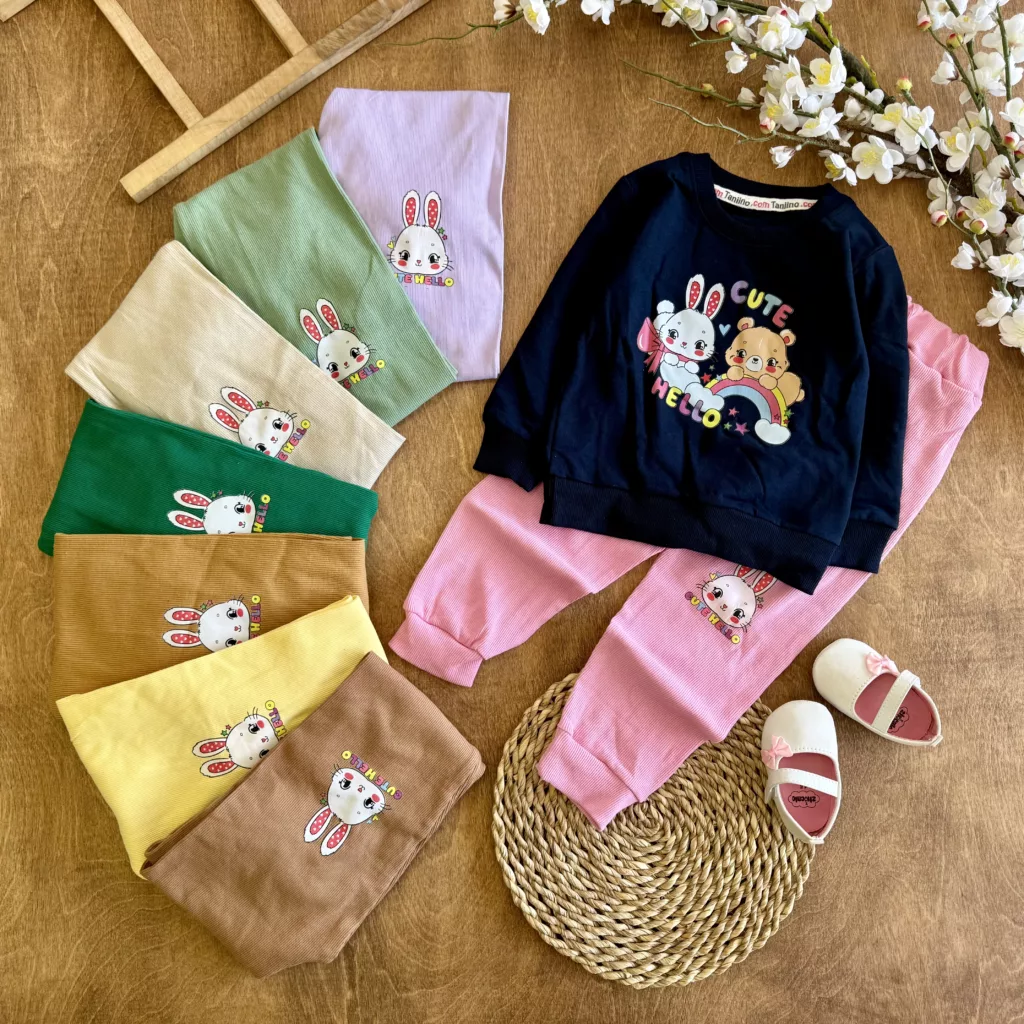 بلوز شلوار خرس و خرگوش رنگین کمان Cute کد 6792