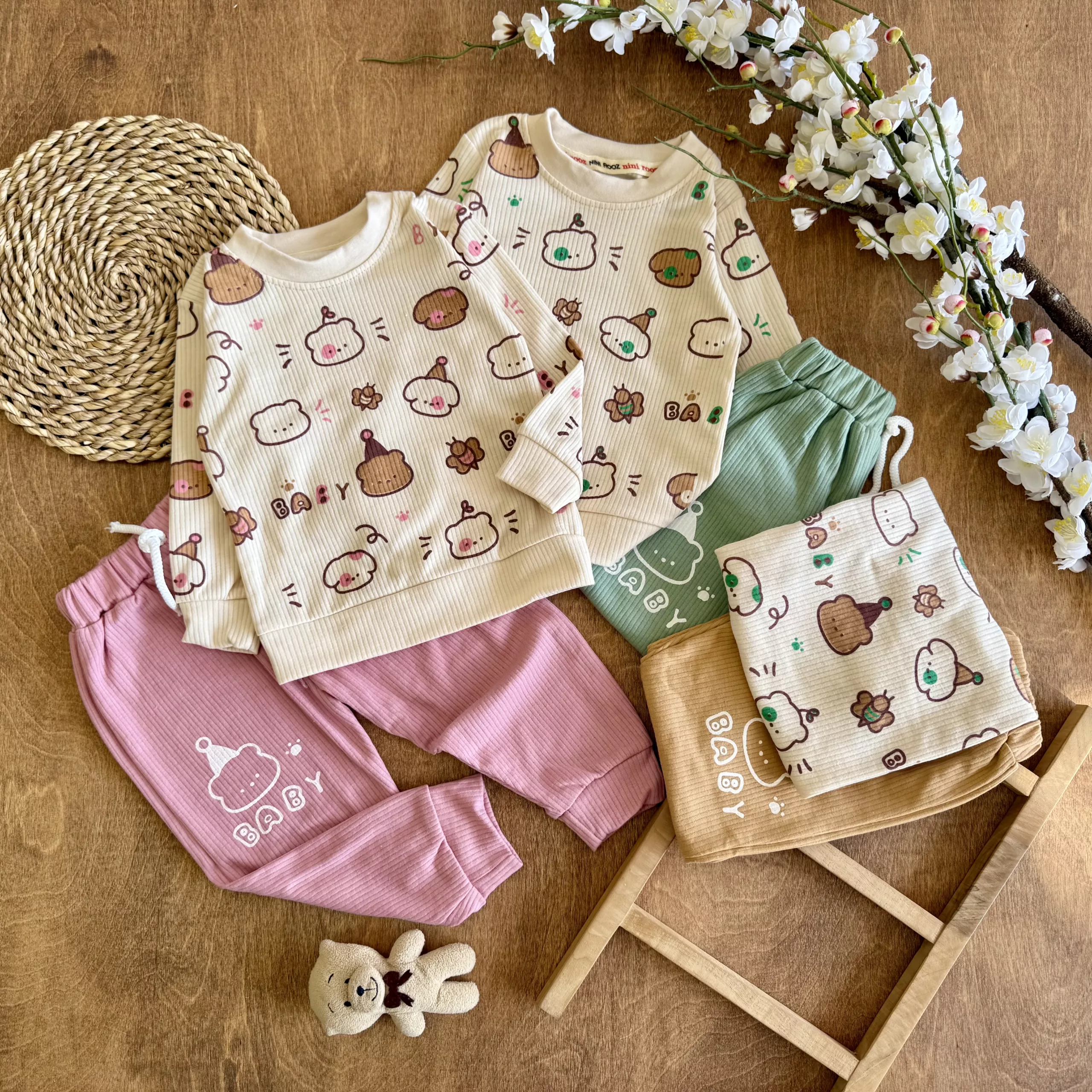 بلوز شلوار کبریتی کله خرس و هاپو Baby کد 6815