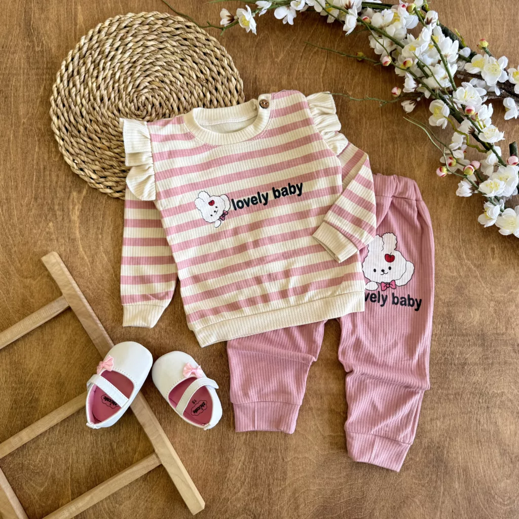 بلوز شلوار کبریتی راه راه خرگوش lovely کد 6813