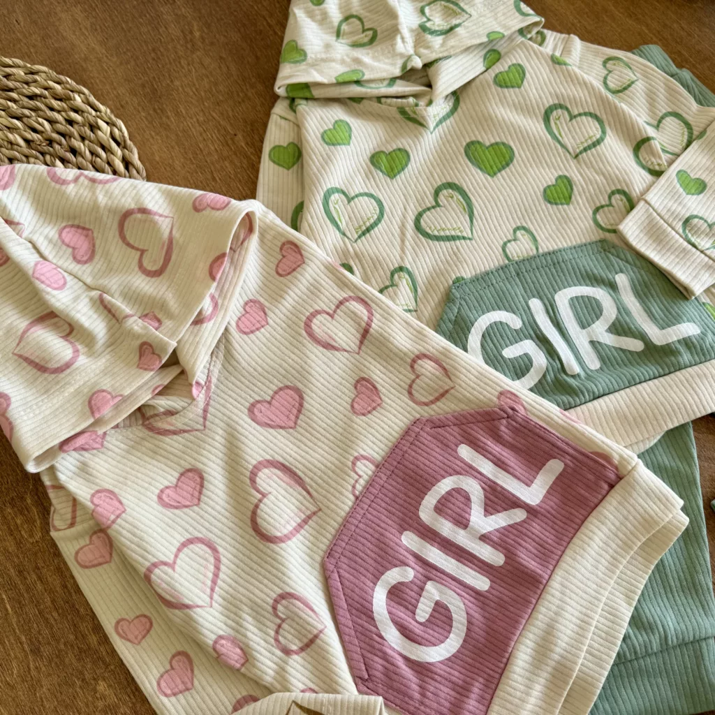 هودی شلوار کبریتی قلبی Girl سایز 35،40 کد 6817