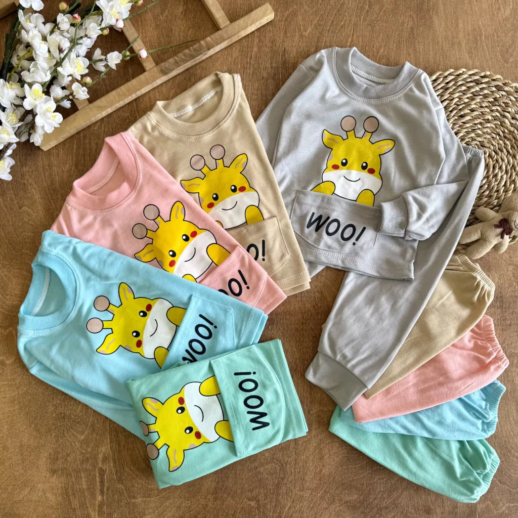 بلوز شلوار زرافه جیبی woo سایز 4 تا 6 کد 6828
