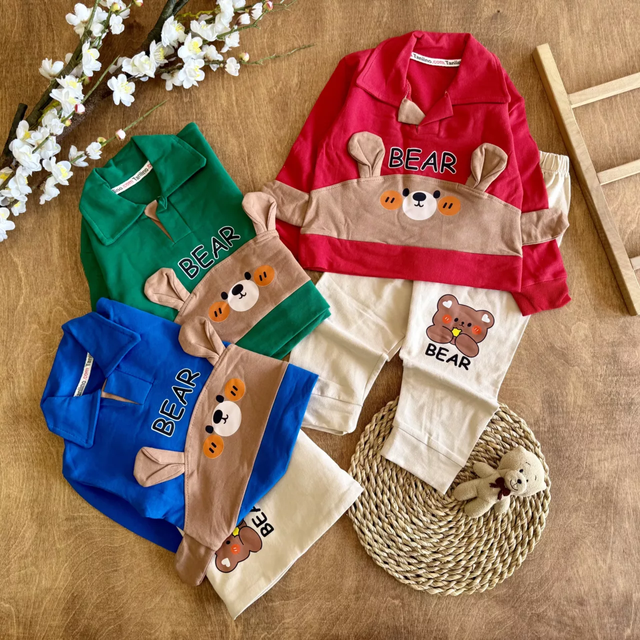بلوز شلوار یقه دار خرس گوش دار Bear کد 6841