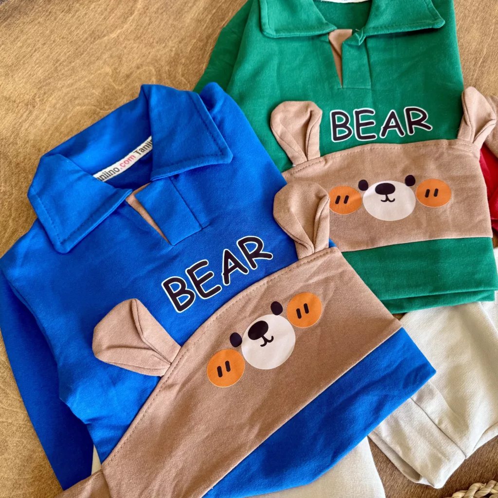 بلوز شلوار یقه دار خرس گوش دار Bear کد 6841