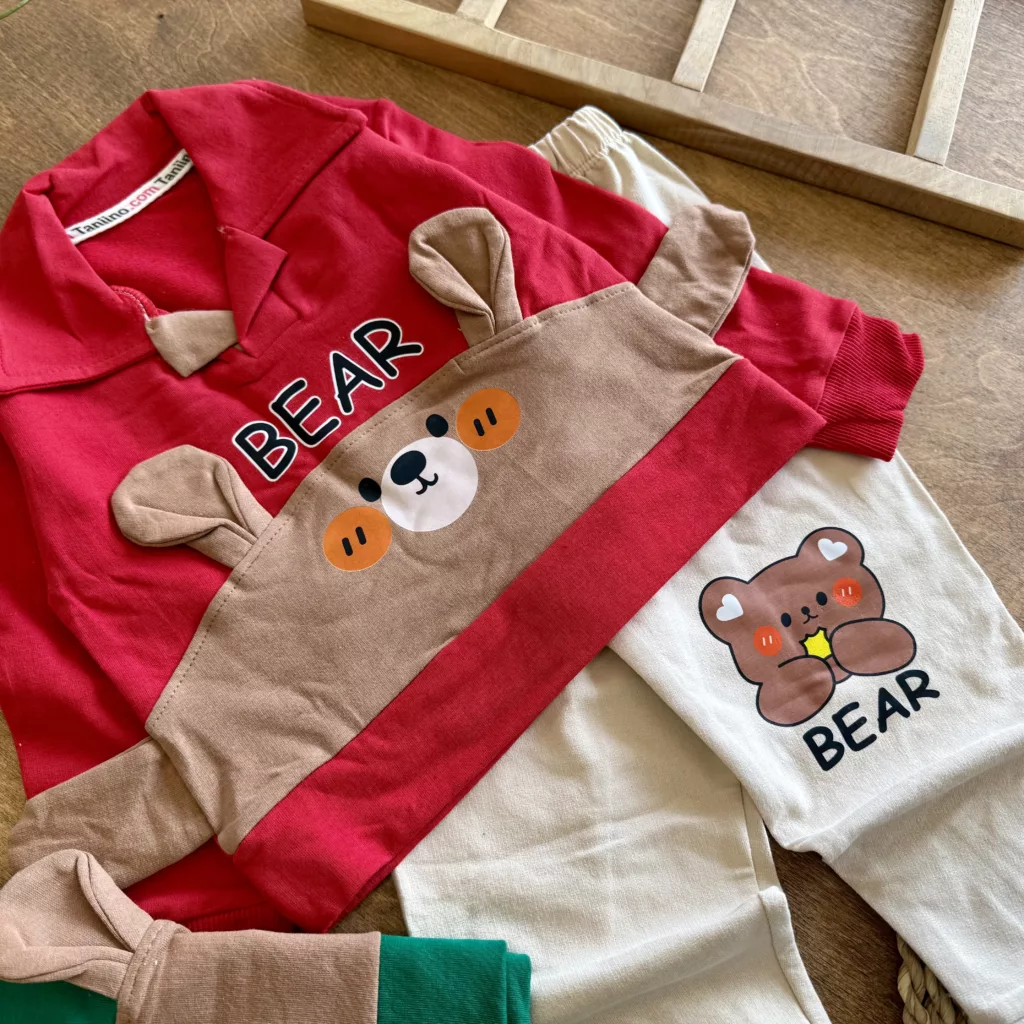 بلوز شلوار یقه دار خرس گوش دار Bear کد 6841