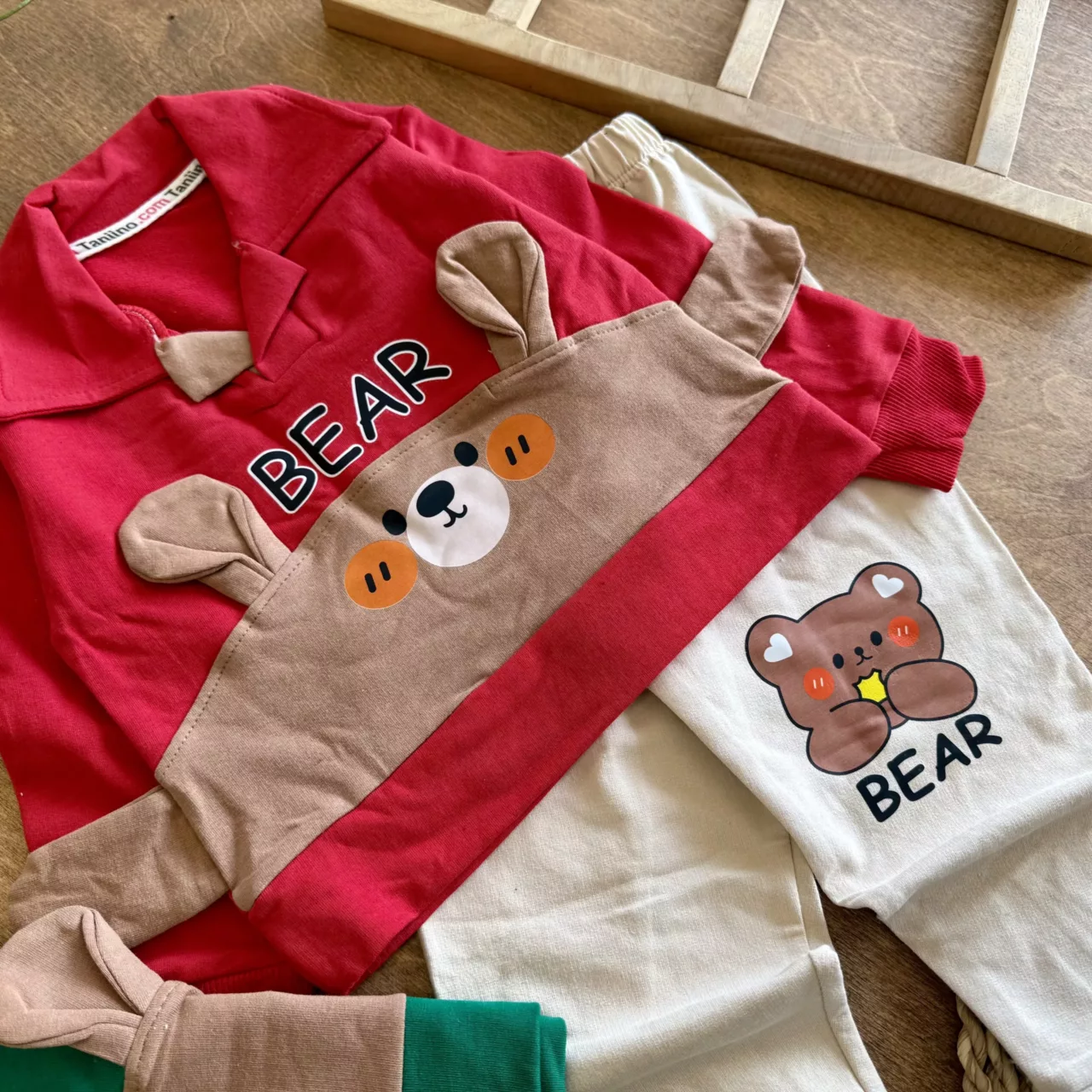 بلوز شلوار یقه دار خرس گوش دار Bear کد 6841