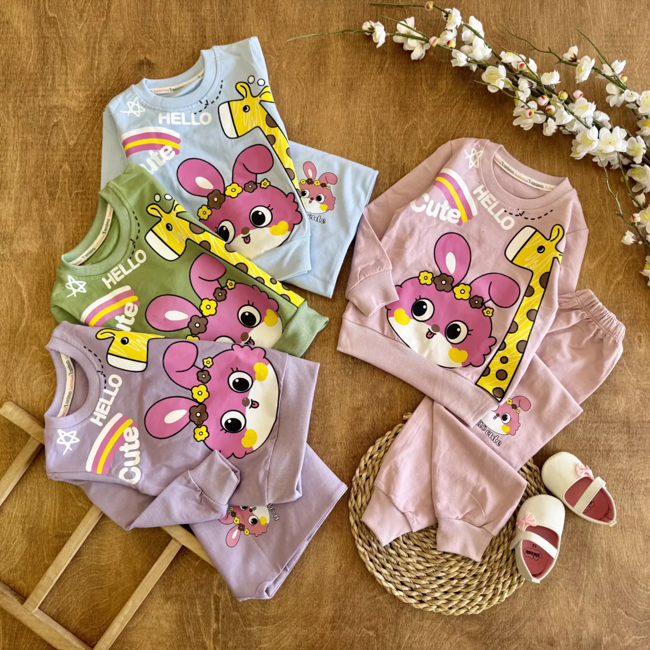 بلوز شلوار زرافه خرگوش Hello Cute کد 6844