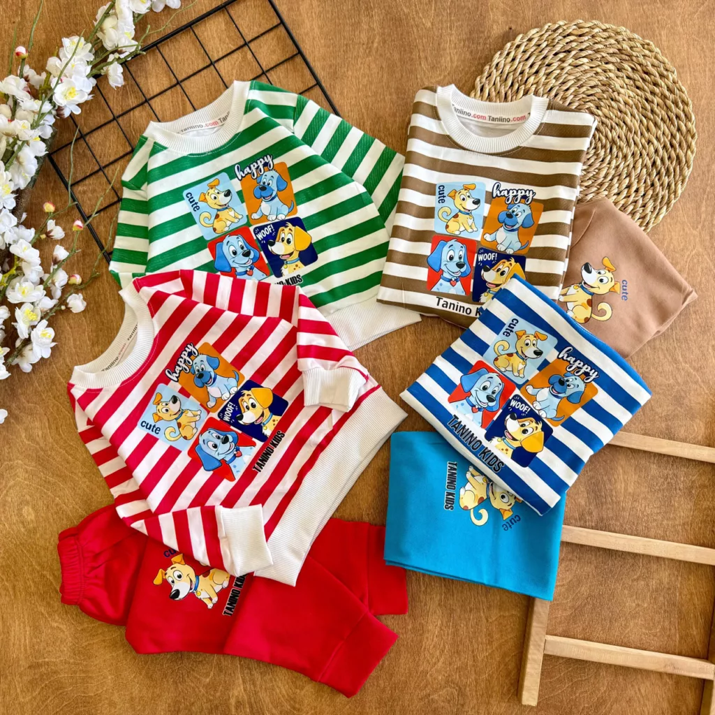 بلوز شلوار راه راه چهار قاب هاپو Happy کد 6941
