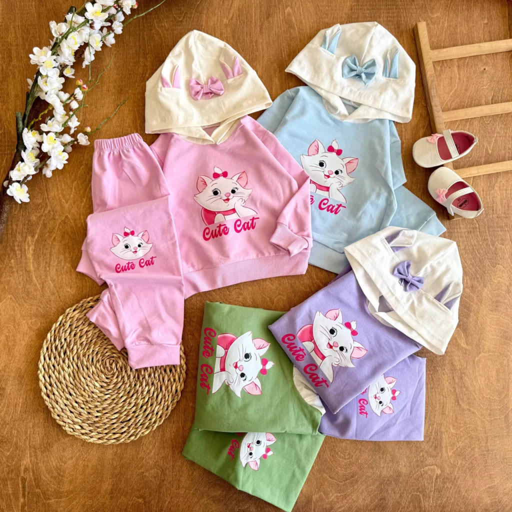 هودی شلوار پیشی Cute Cat سایز 35 تا 50 کد 6951